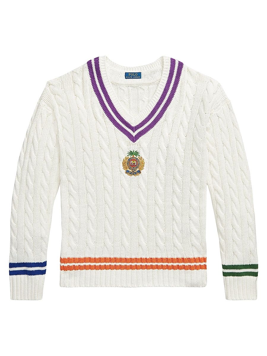 Men's Cable-Knit V-Neck Sweater - Cream Combo - Size XXL