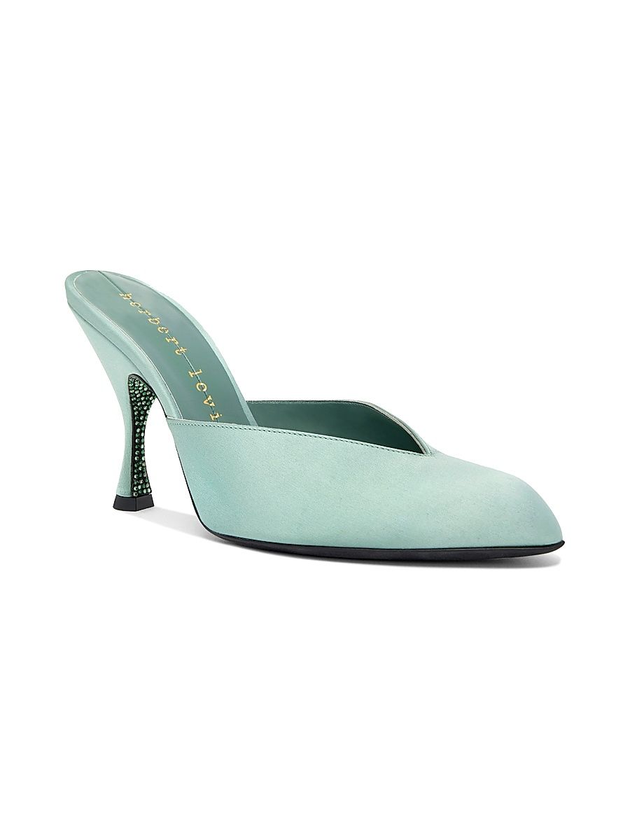 Women's Sitting Pretty 95MM Satin Mules - Sea Foam - Size 12