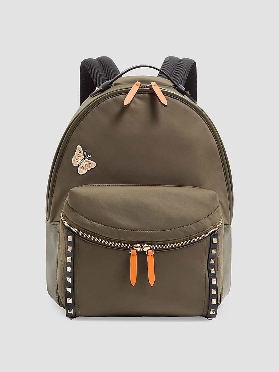 Men's Rockstud Backpack in Technical Fabric - Military Green