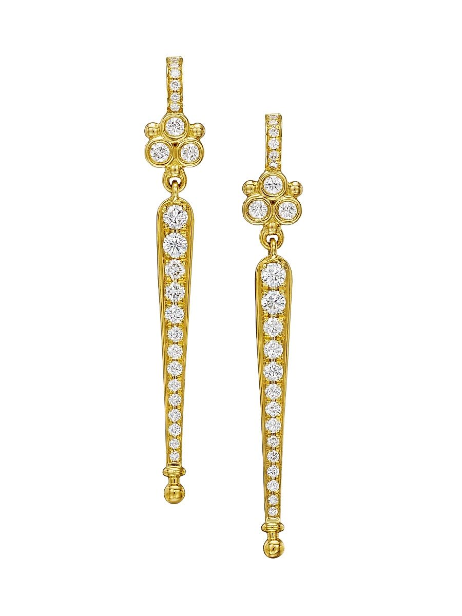 Women's Florence86 Temple Baton 18K Yellow Gold & Diamond Drop Earrings - Yellow Gold