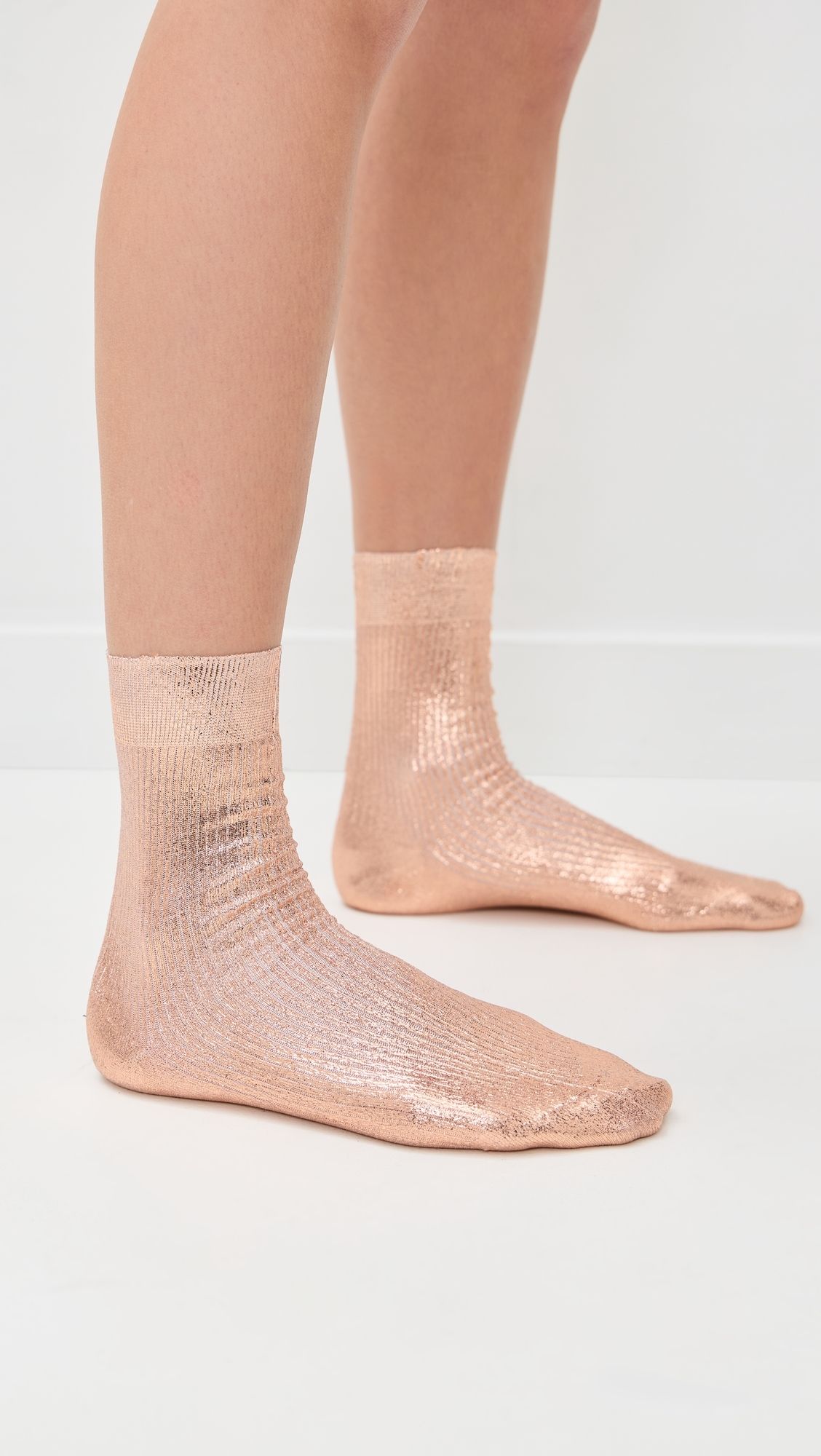 Maria La Rosa Laminated Ribbed Silk Socks Rosa One Size