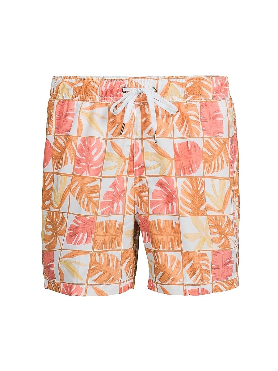 Men's COLLECTION Jungle Mosaic Swim Trunks - Butterscotch Orange White - Size XXL