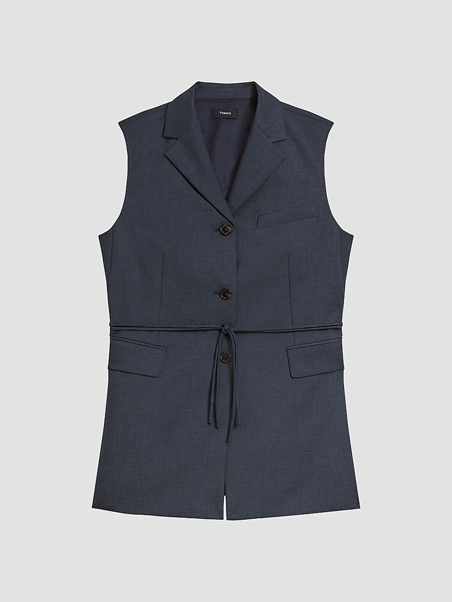 Women's Twill Notch Lapel Vest - Nocturne Navy - Size 16
