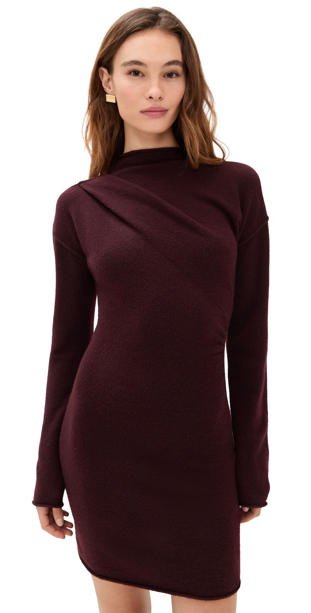 Helmut Lang Slouchy Plush Dress Burgundy M
