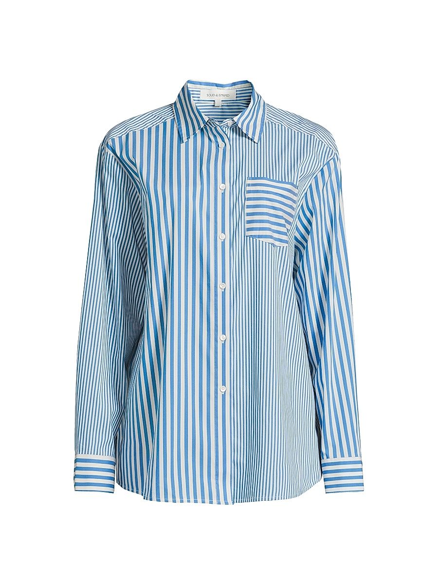 Women's Avril Striped Poplin Shirt - Cosmic Blue - Size XS