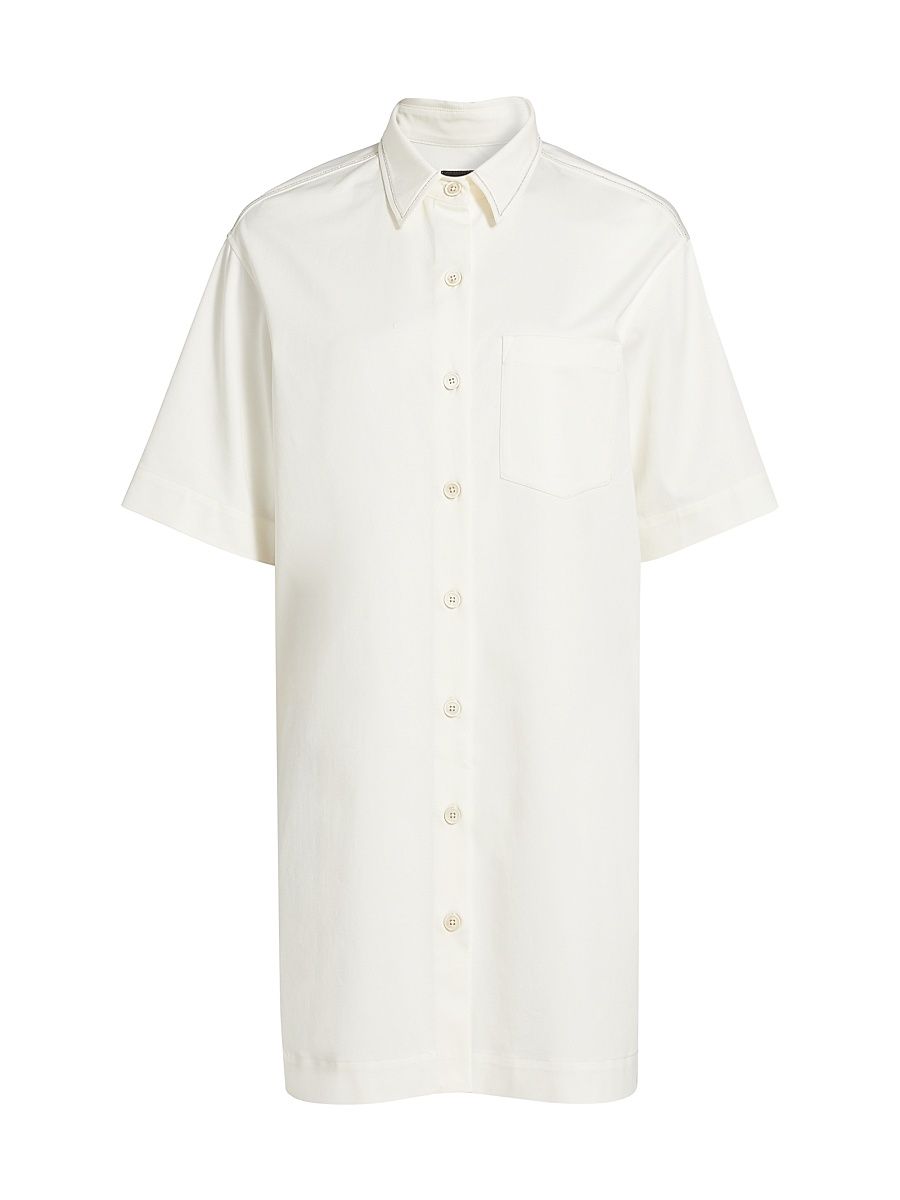 Women's Cotton Gabardine Mini Shirtdress - Bianco - Size 0