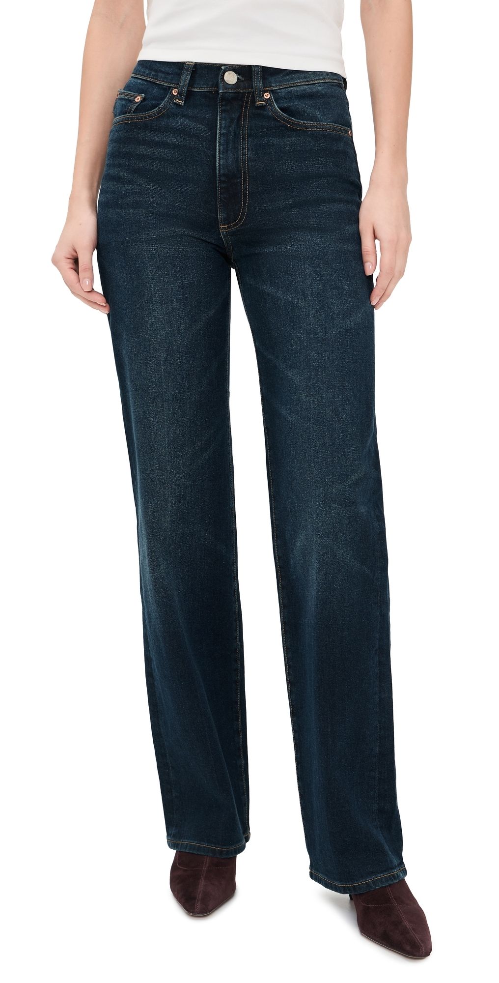 DL1961 Karmine Refined Wide Leg SculptSystem High Rise Jeans Dark Sea (Original '61) 28