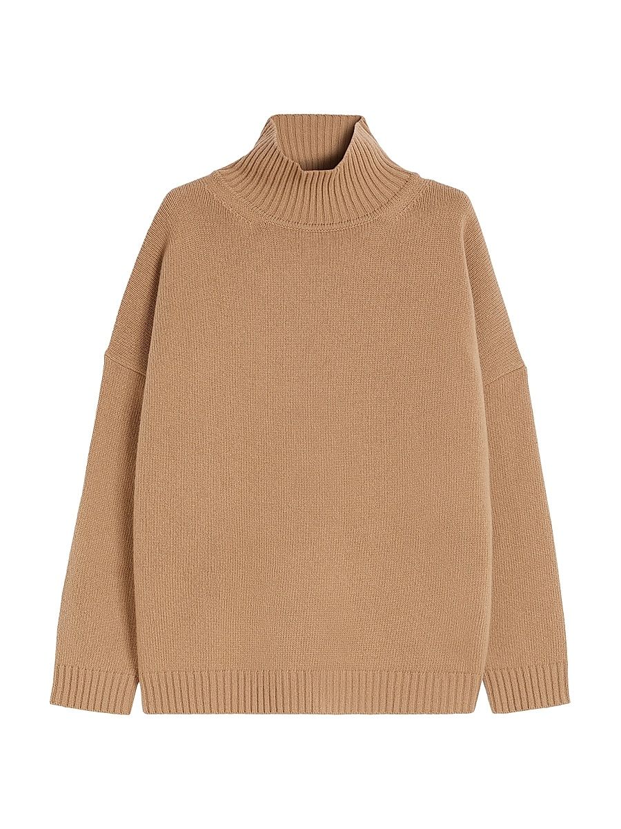 Women's Wool Knit Turtleneck Jumper - Camel - Size XL