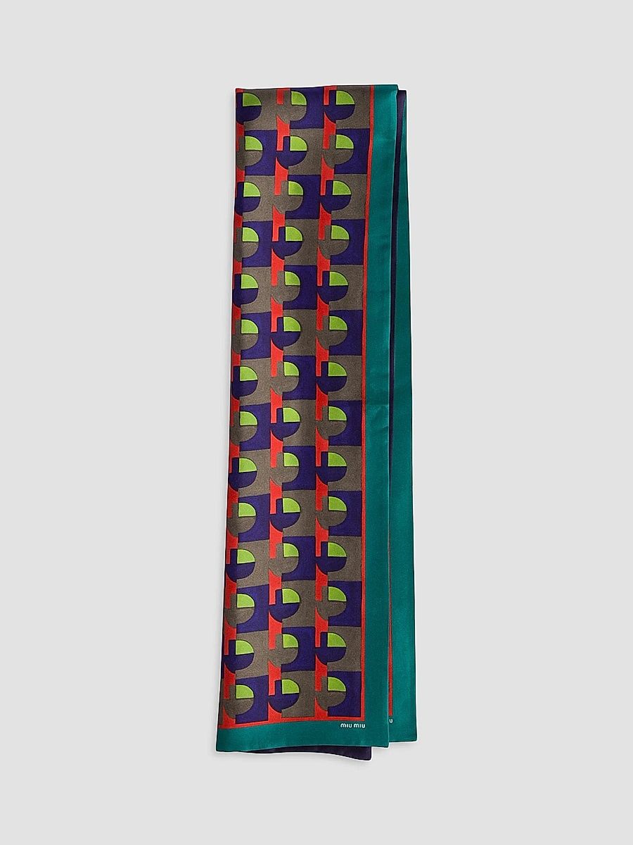 Miu Miu Women's Printed Silk Scarf - Green
