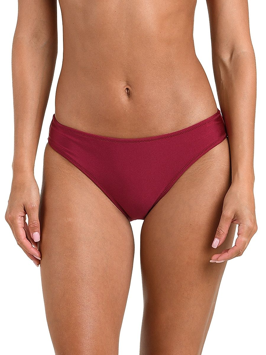Women's Shimmer Solids Nicole Bikini Bottom - Black Cherry - Size Large