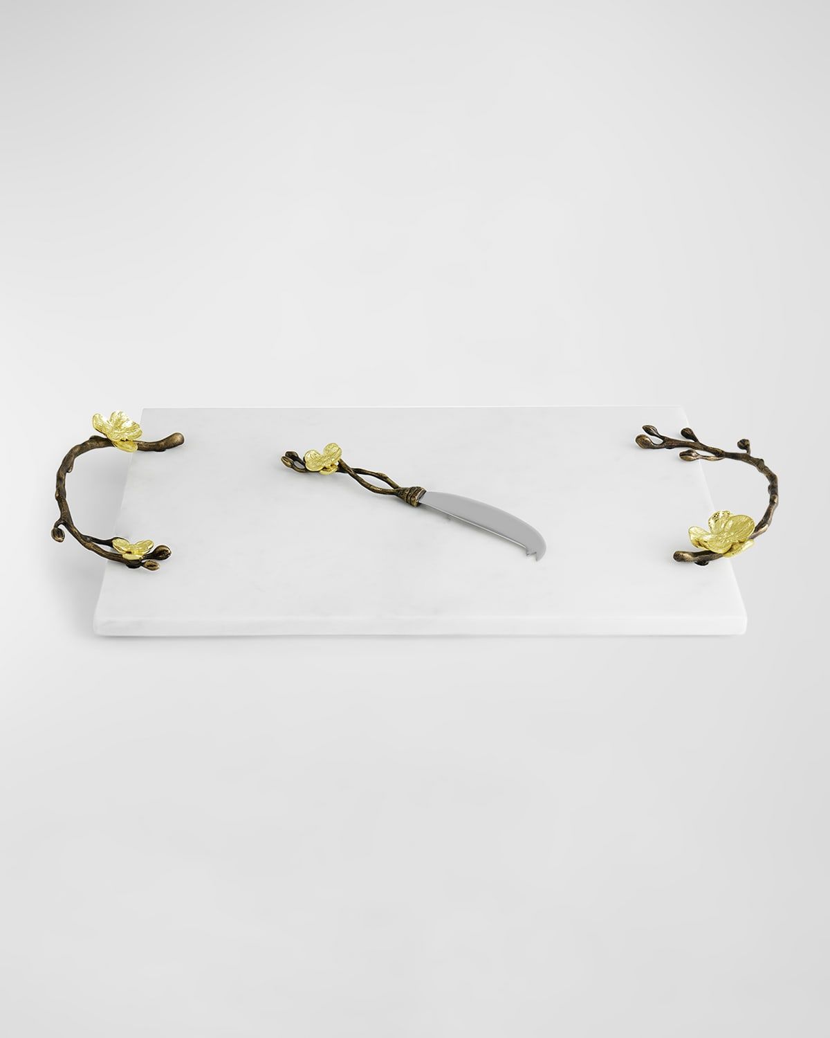 Gold Orchid Cheeseboard with Knife