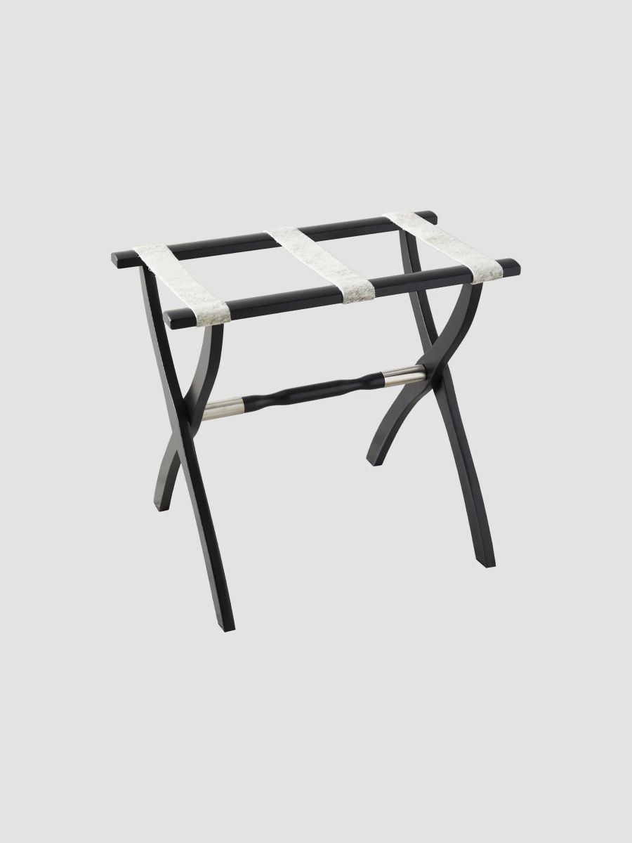 Wood Contour Leg Luggage Rack with Metal Accents - Black
