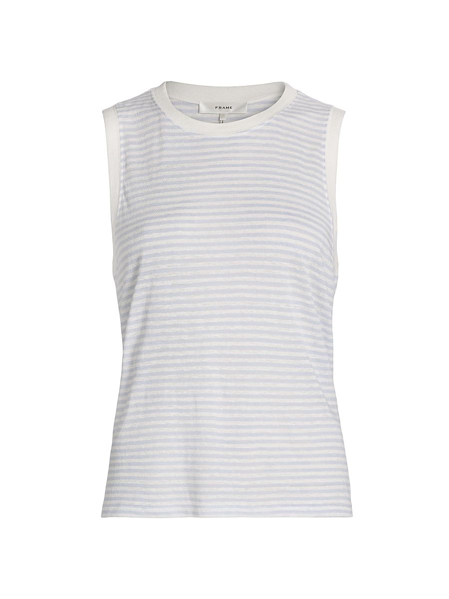 Women's Linen Muscle T-Shirt - Light Multi - Size XL