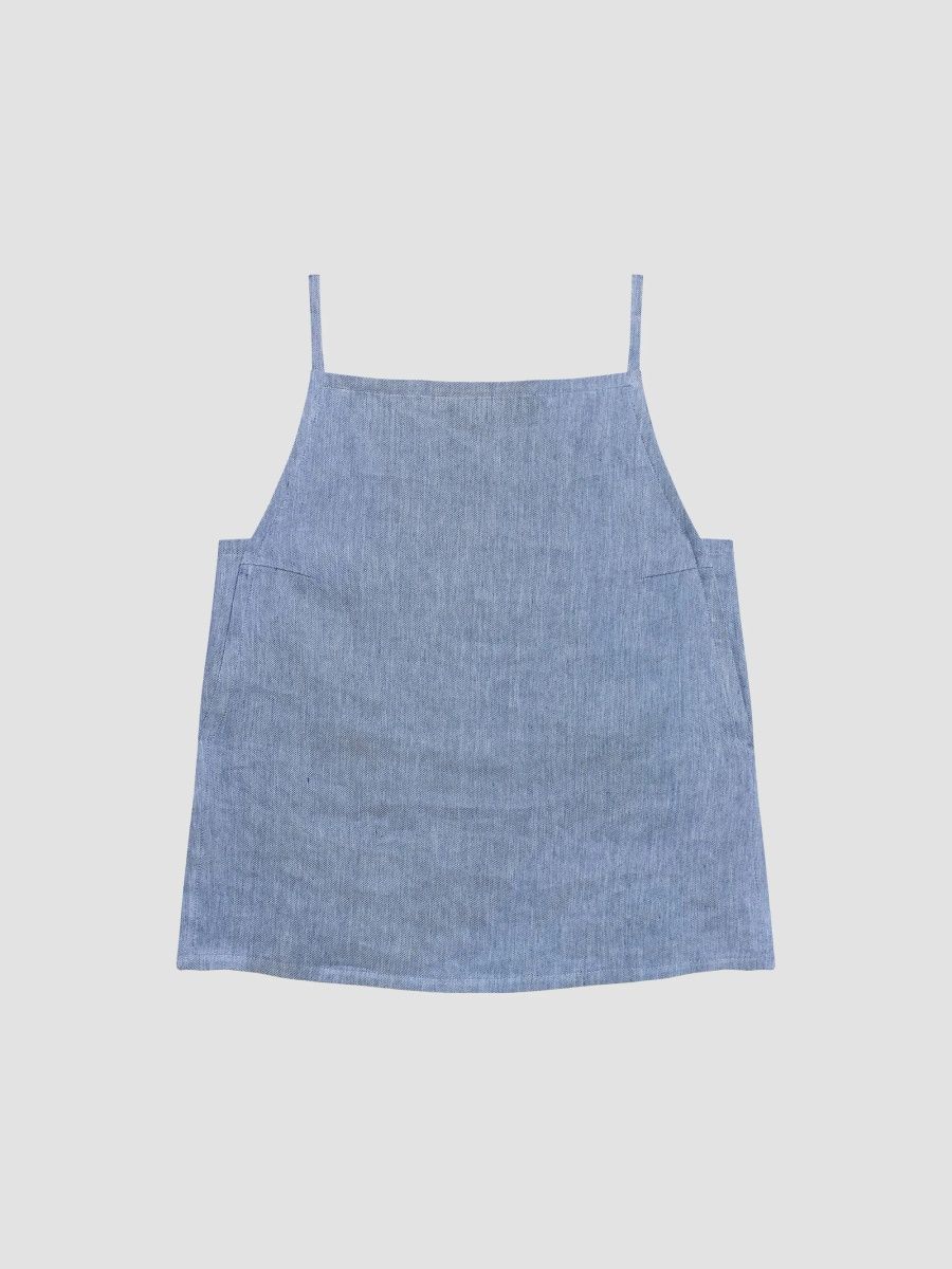 Theory Women's Linen-Blend Apron Tank - Light Denim - Size XL