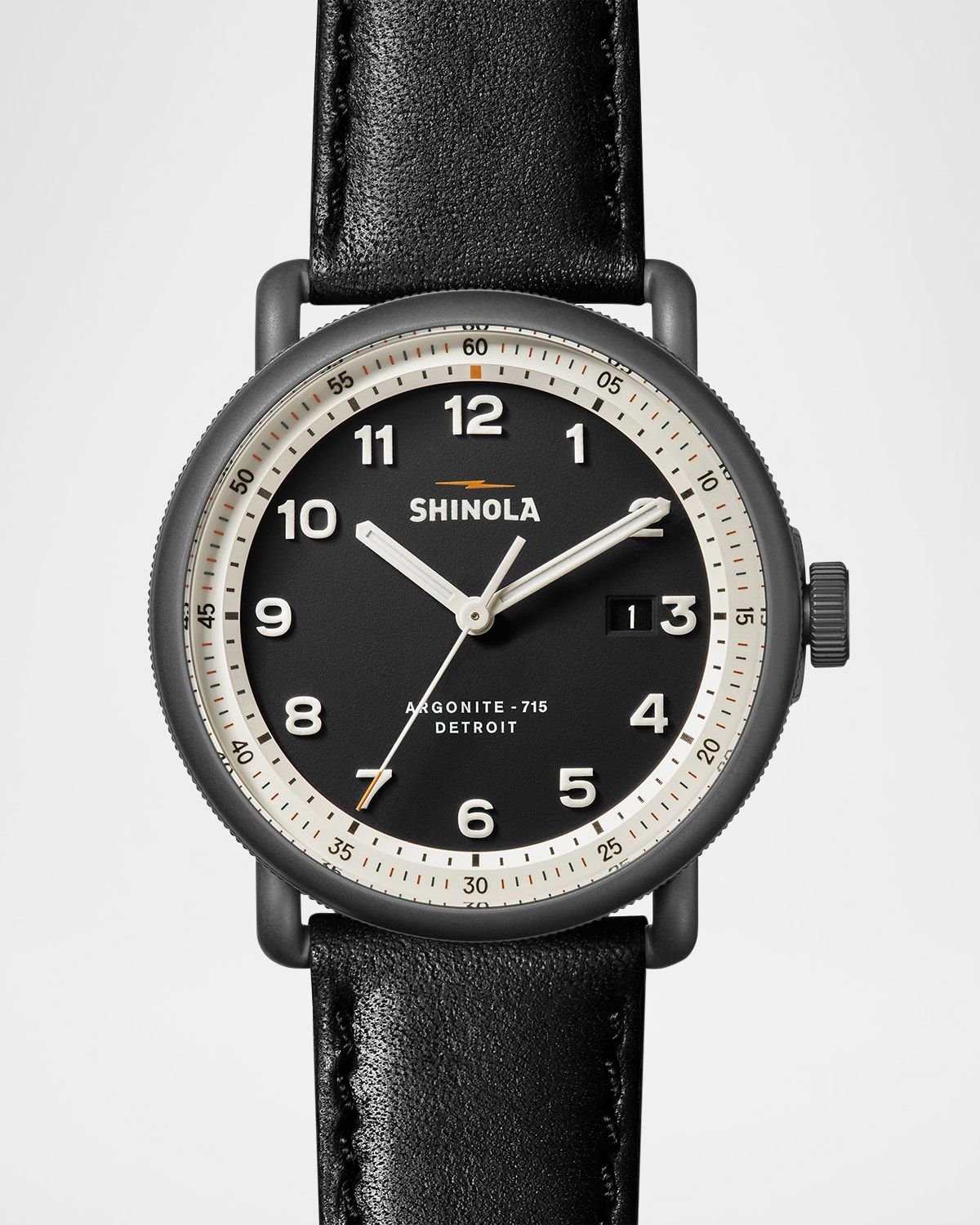 Canfield Model C Leather Strap Watch, 43mm