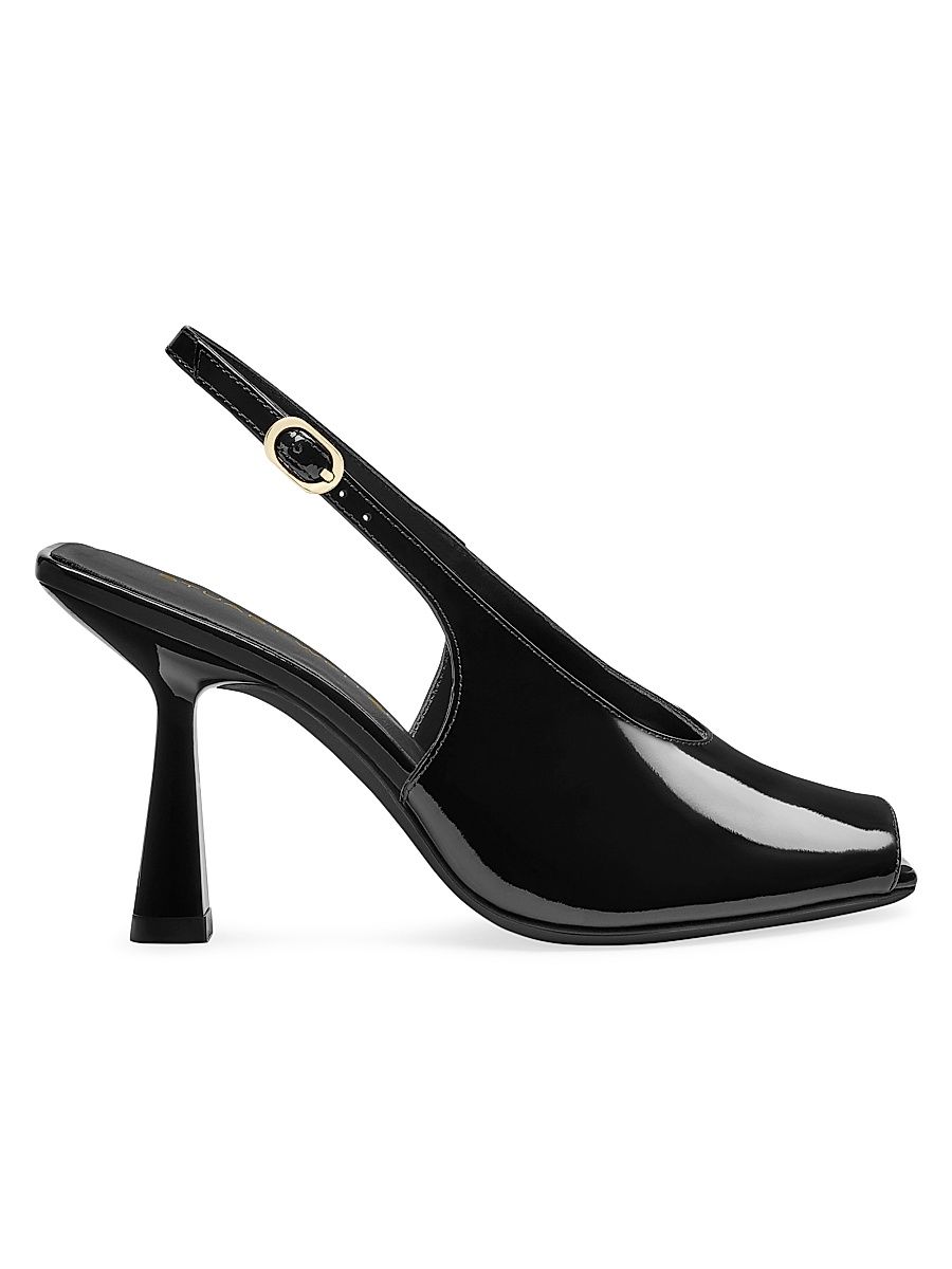 Women's Val 85MM Patent Leather Slingback Sandals - Black - Size 7