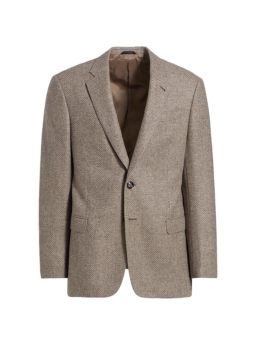 Men's Textured Wool & Cashmere Jacket - Tan - Size 38