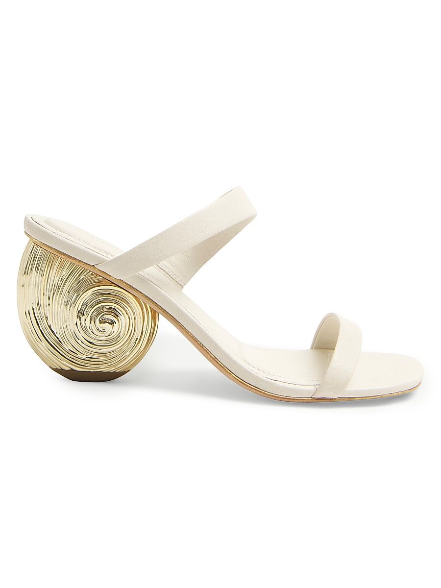 Women's Marion 75MM Seashell-Heel Leather Sandals - Alabaster Gold - Size 10