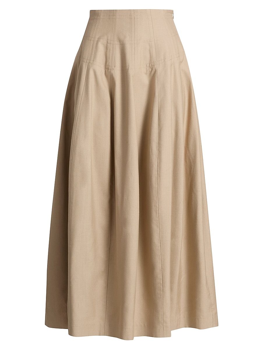 Women's Estefania Tussah Silk A-Line Maxi Skirt - Natural - Size 8