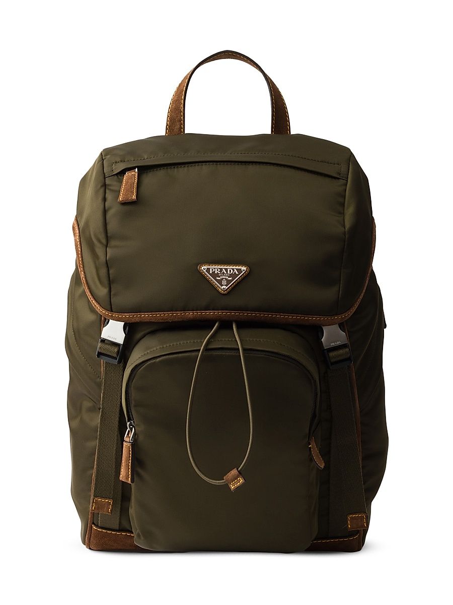 Men's Re-Nylon and Suede Backpack - Green