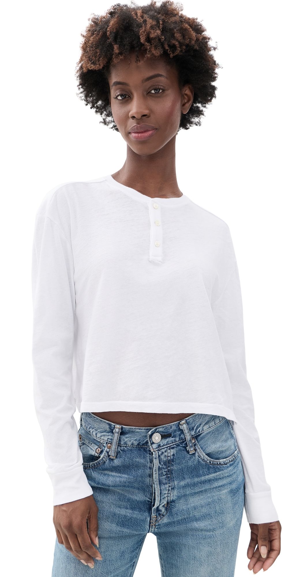 AMO Faye Henley Tee White M