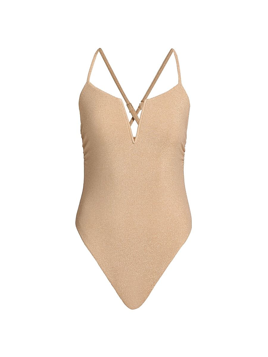 Women's Bexley Metallic One-Piece Swimsuit - Gold - Size Large