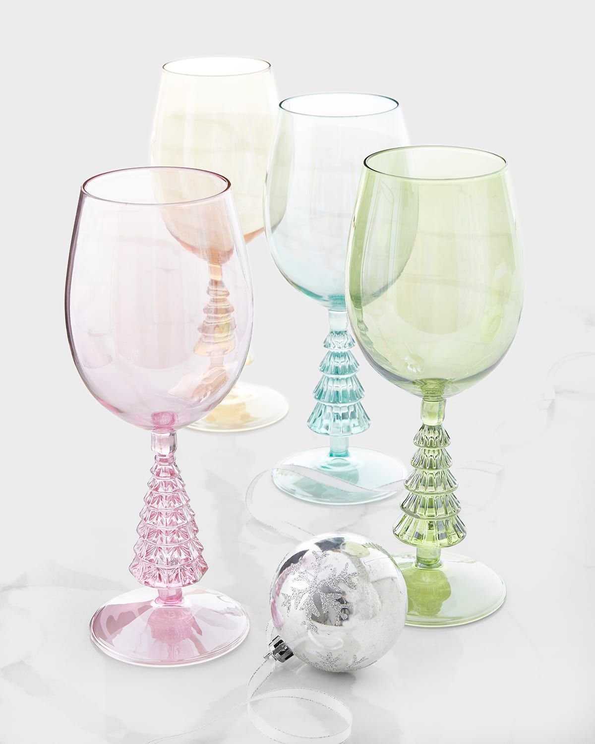Christmas Tree Wine Glasses in Gift Box, Set of 4