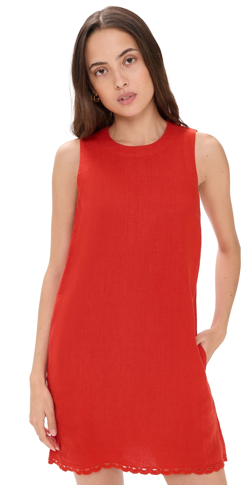 Madewell Embroidered Mini Shift Dress Wild Poppy XS