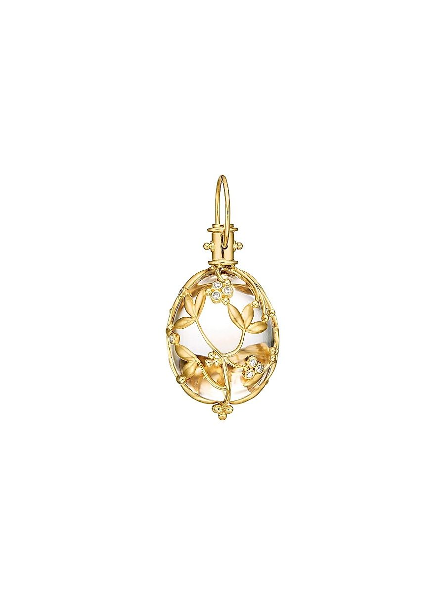 Women's Tree of Life Rock Crystal, Diamond & 18K Yellow Gold Large Vine Amulet - Yellow Gold Crystal