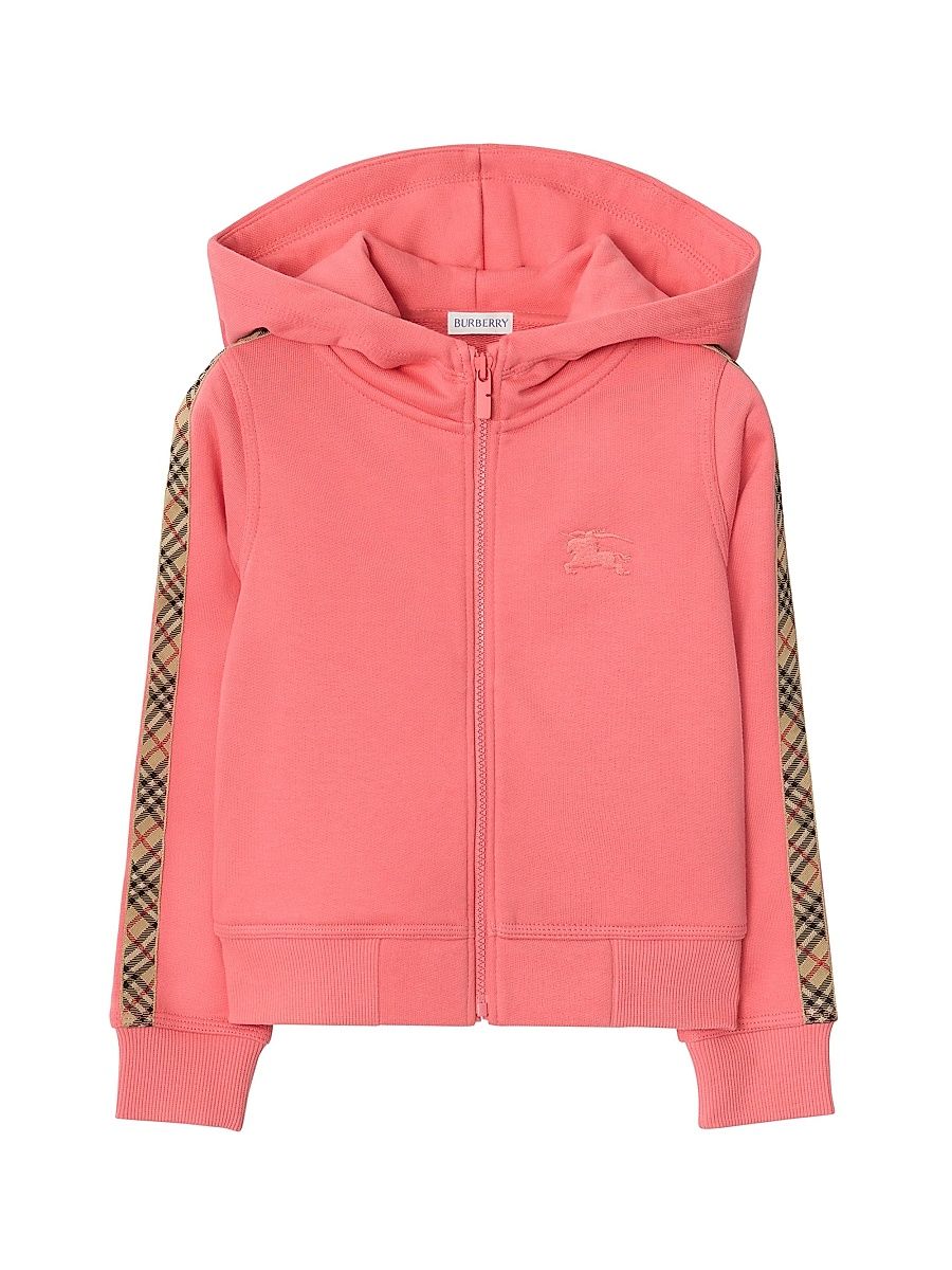 Baby Girl's, Little Girl's & Girl's Elin Check Tape Full-Zip Hoodie - Pale Hibiscus - Size 8