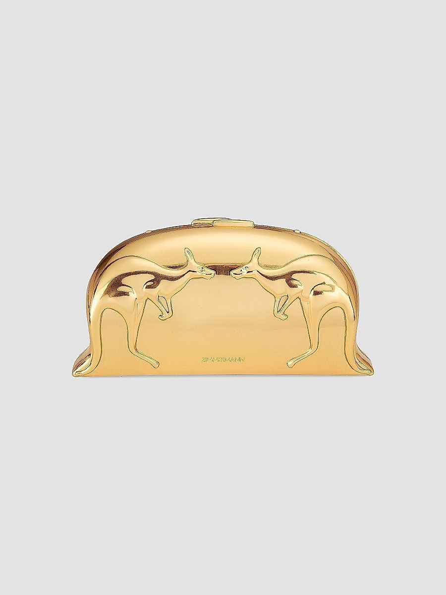 Zimmermann Women's Rapture Kangaroo-Motif Metallic Clutch - Gold