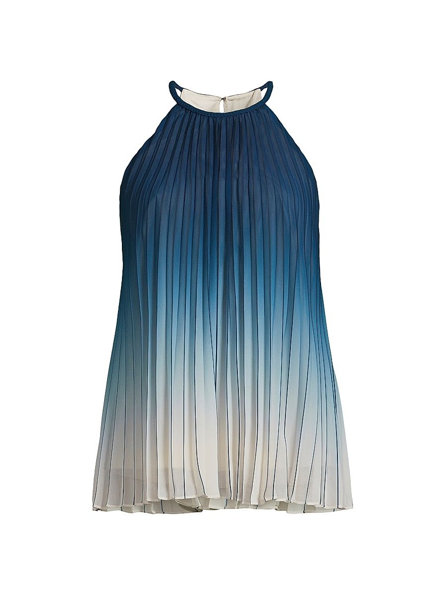 Women's Raegan Ombré Halterneck Blouse - Cosmic Blue Ombre - Size XXL