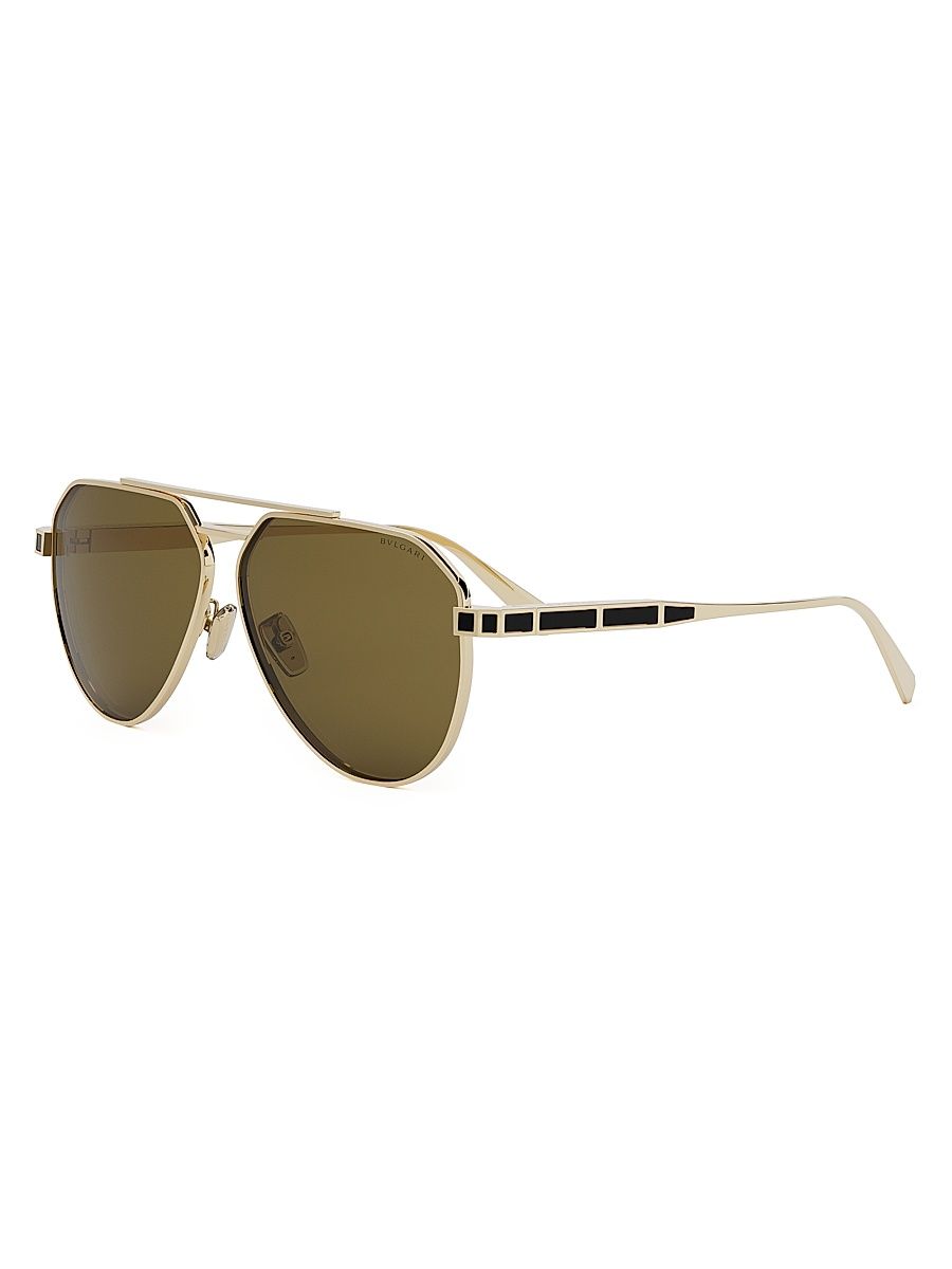 Men's Octo 60MM Pilot Sunglasses - Gold Dark Grey Polarized