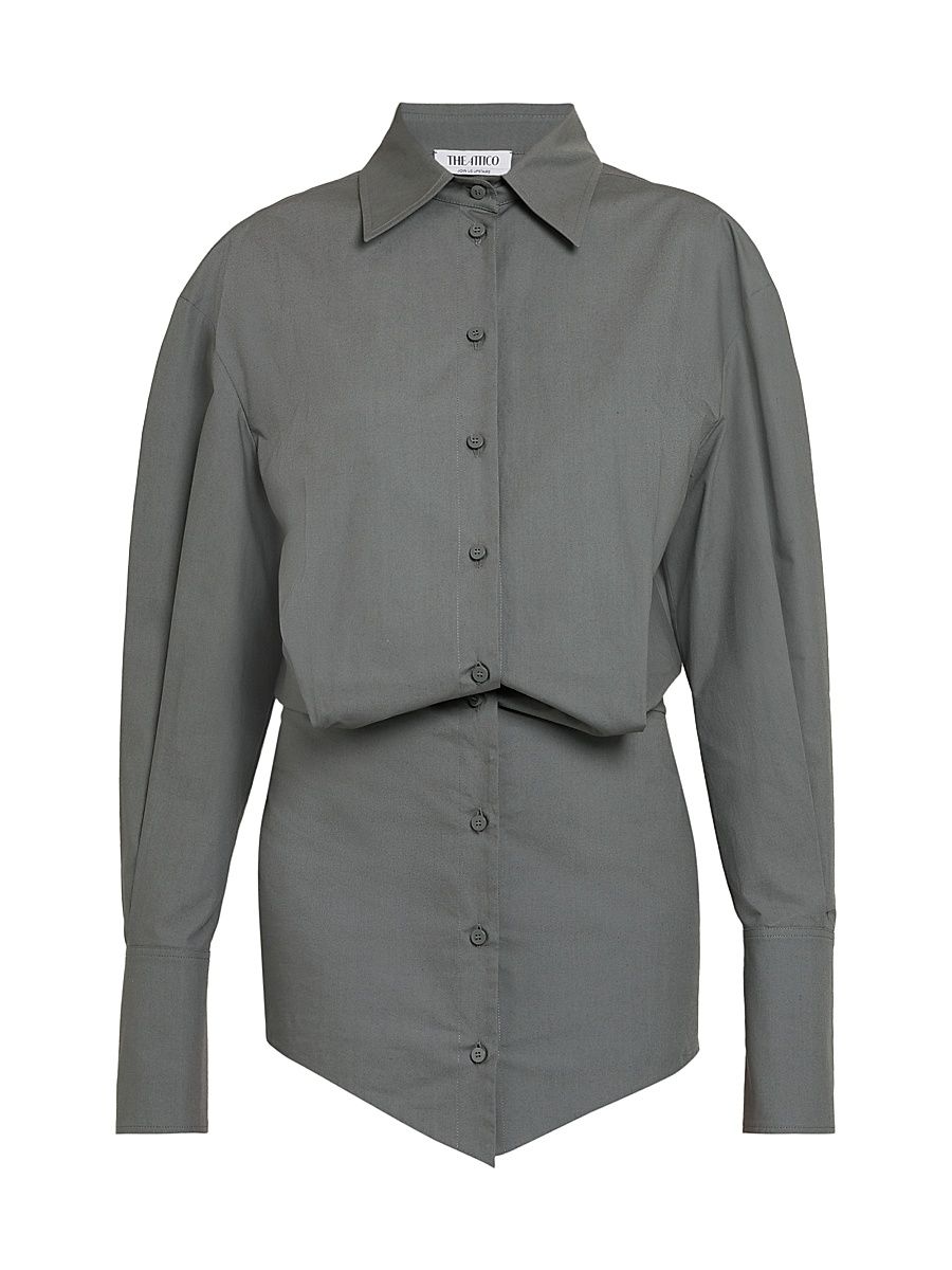 Women's Blouson Poplin Mini Shirtdress - Grey - Size 4