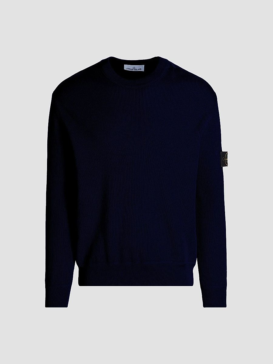 Stone Island Men's Cotton Crewneck Sweater - Navy Blue - Size Large