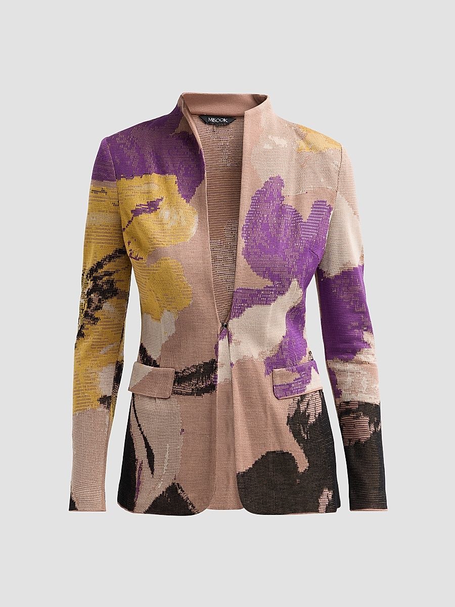 Women's Floral Jacquard Knit Jacket - Charmeuse Fresh Purple - Size Small