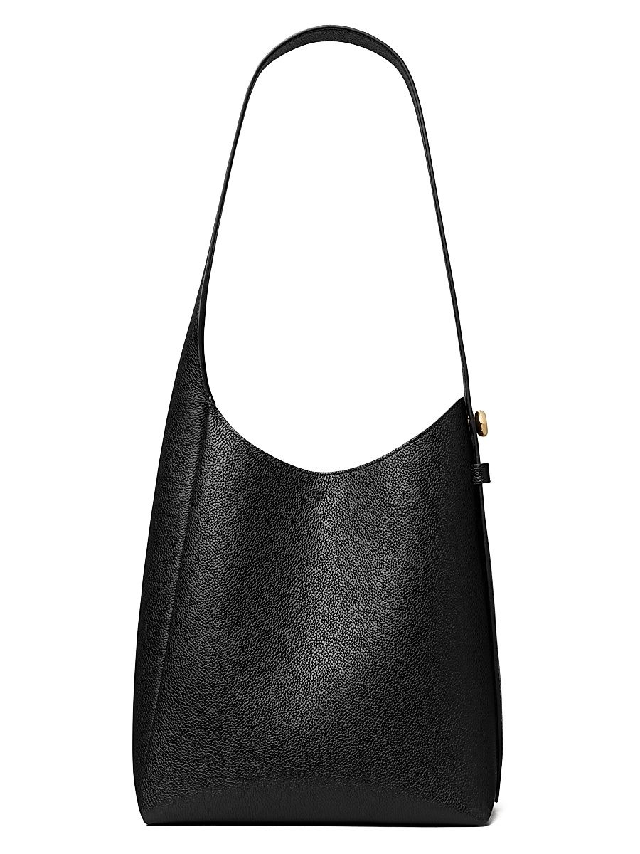 Women's Small Leather Hobo Bag - Black