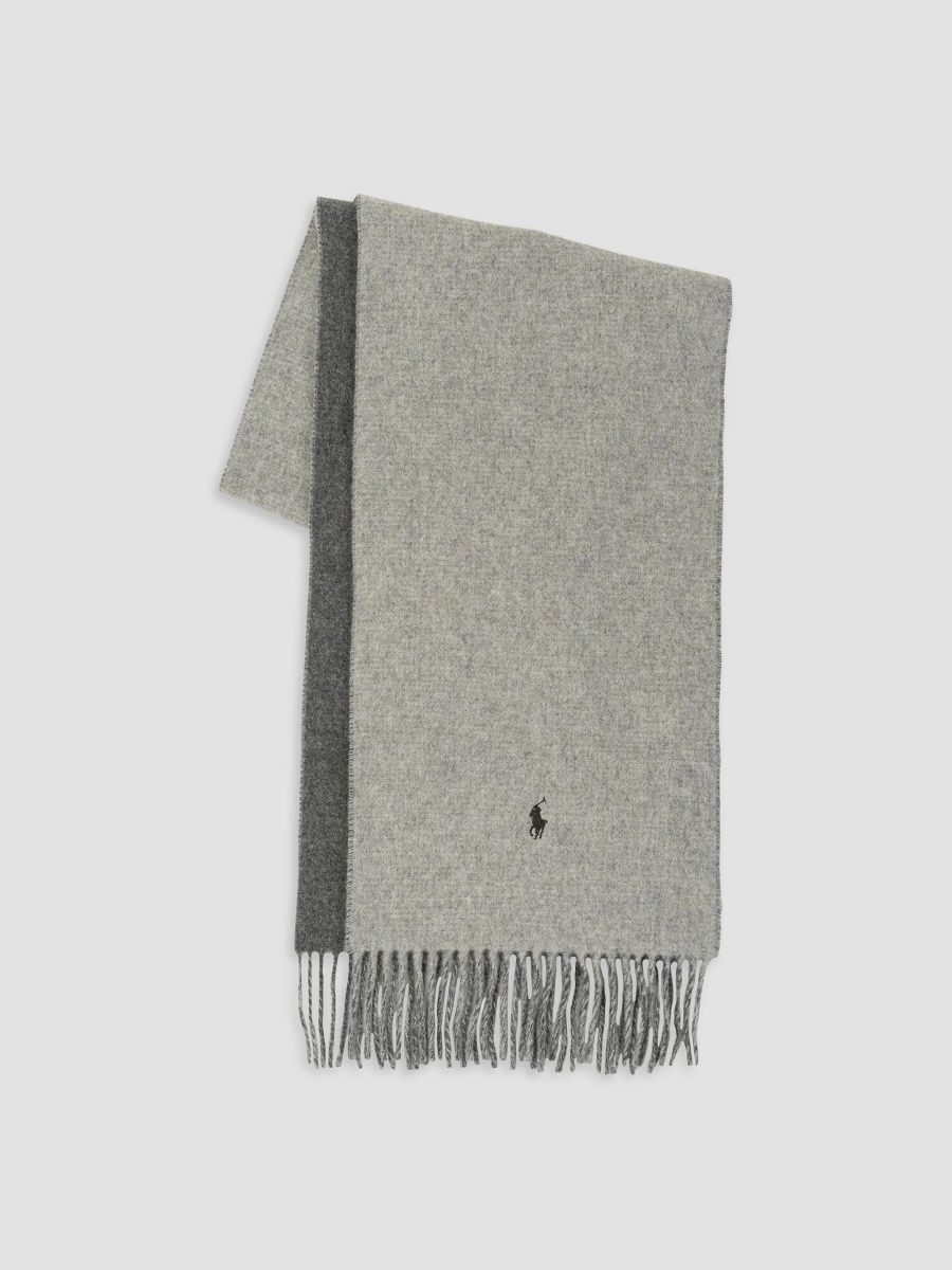 Polo Ralph Lauren Men's Wool-Cashmere Double Sided Scarf - Medium Grey Light Grey