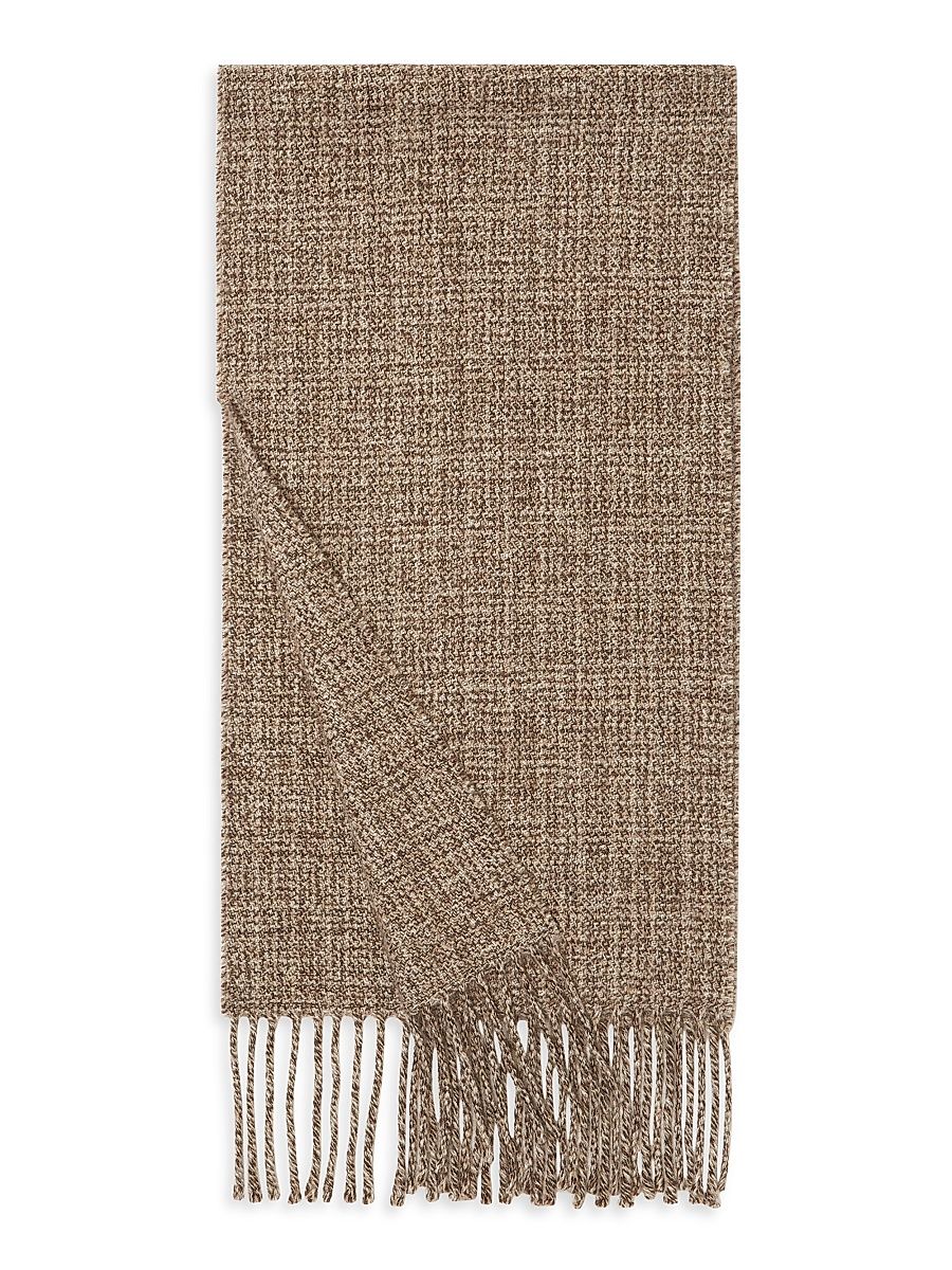Men's Mouline Tweed Cashmere Scarf - Brown Tweed