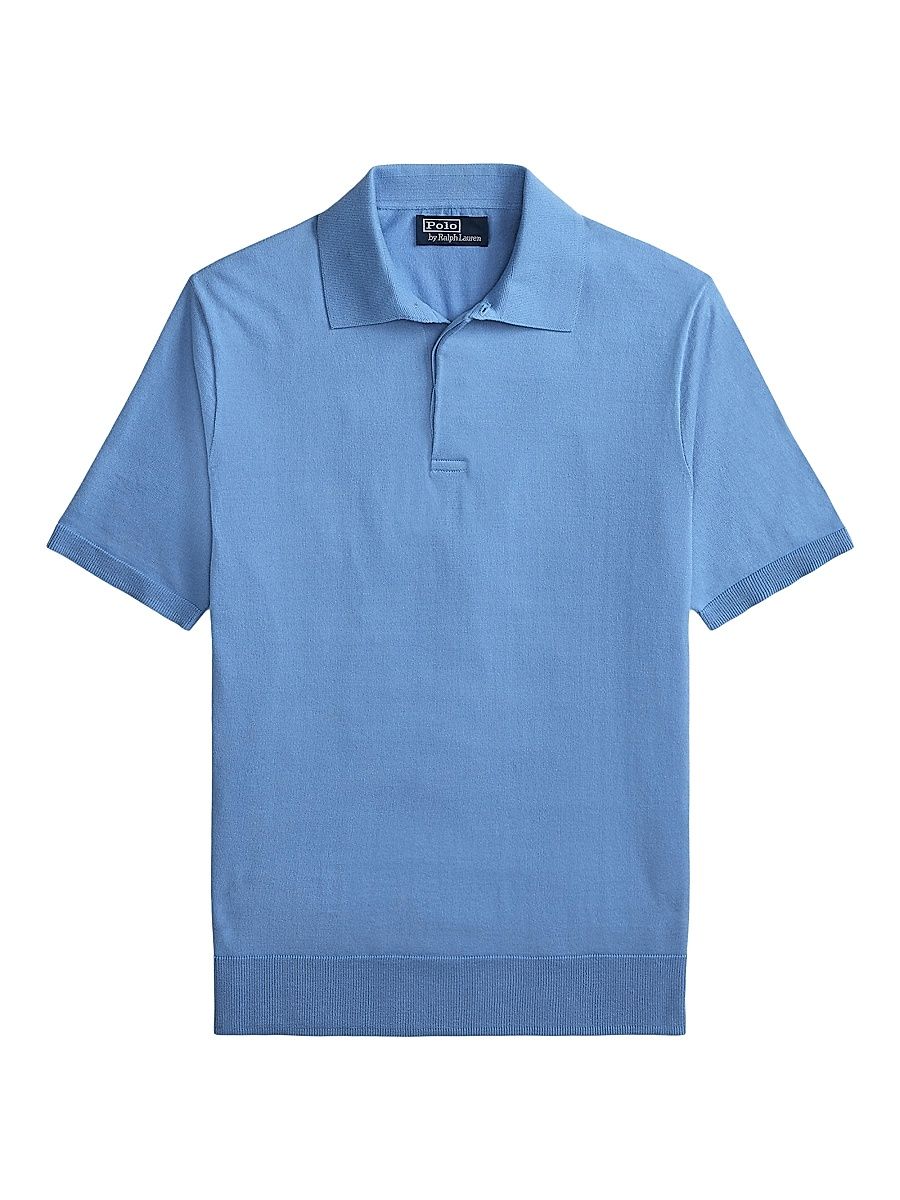 Men's Cutaway Collar Cotton Polo Shirt - Sky Blue - Size Large