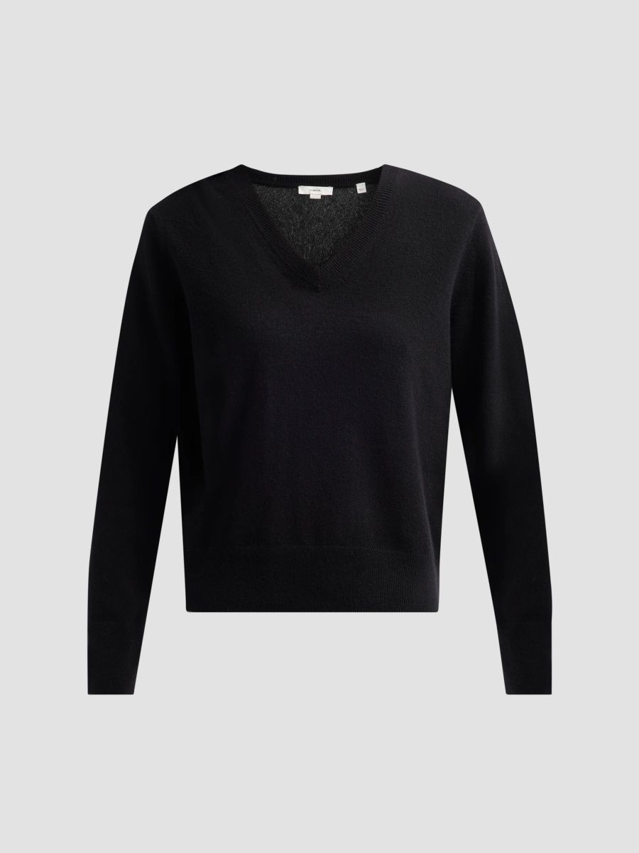 Vince Women's V-Neck Cashmere Sweater - Black - Size XXS