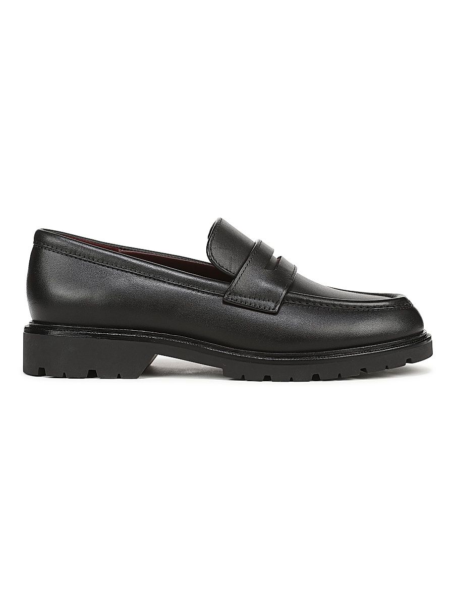 Women's Siena Leather Lug-Sole Penny Loafers - Black - Size 7