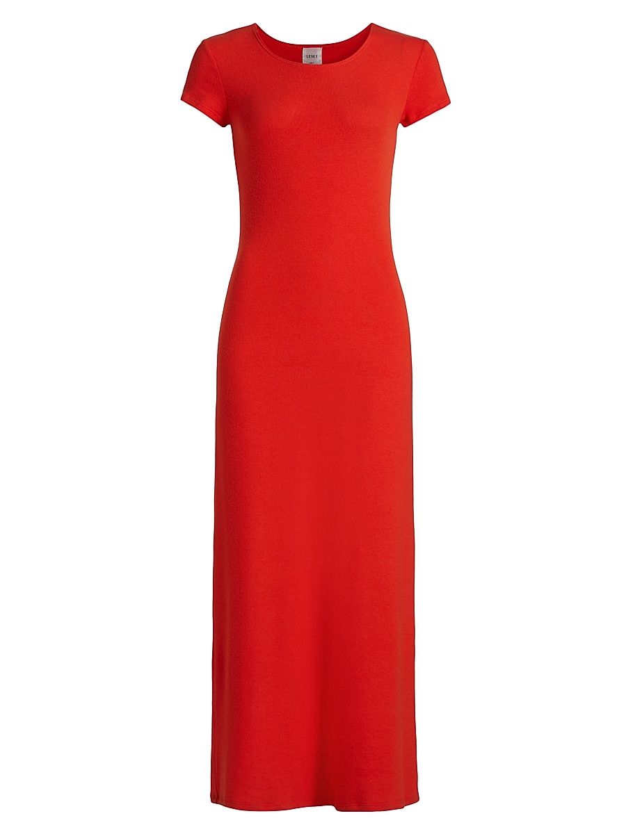 Women's Lauren Short-Sleeve Sheath Maxi Dress - Poppy - Size XL