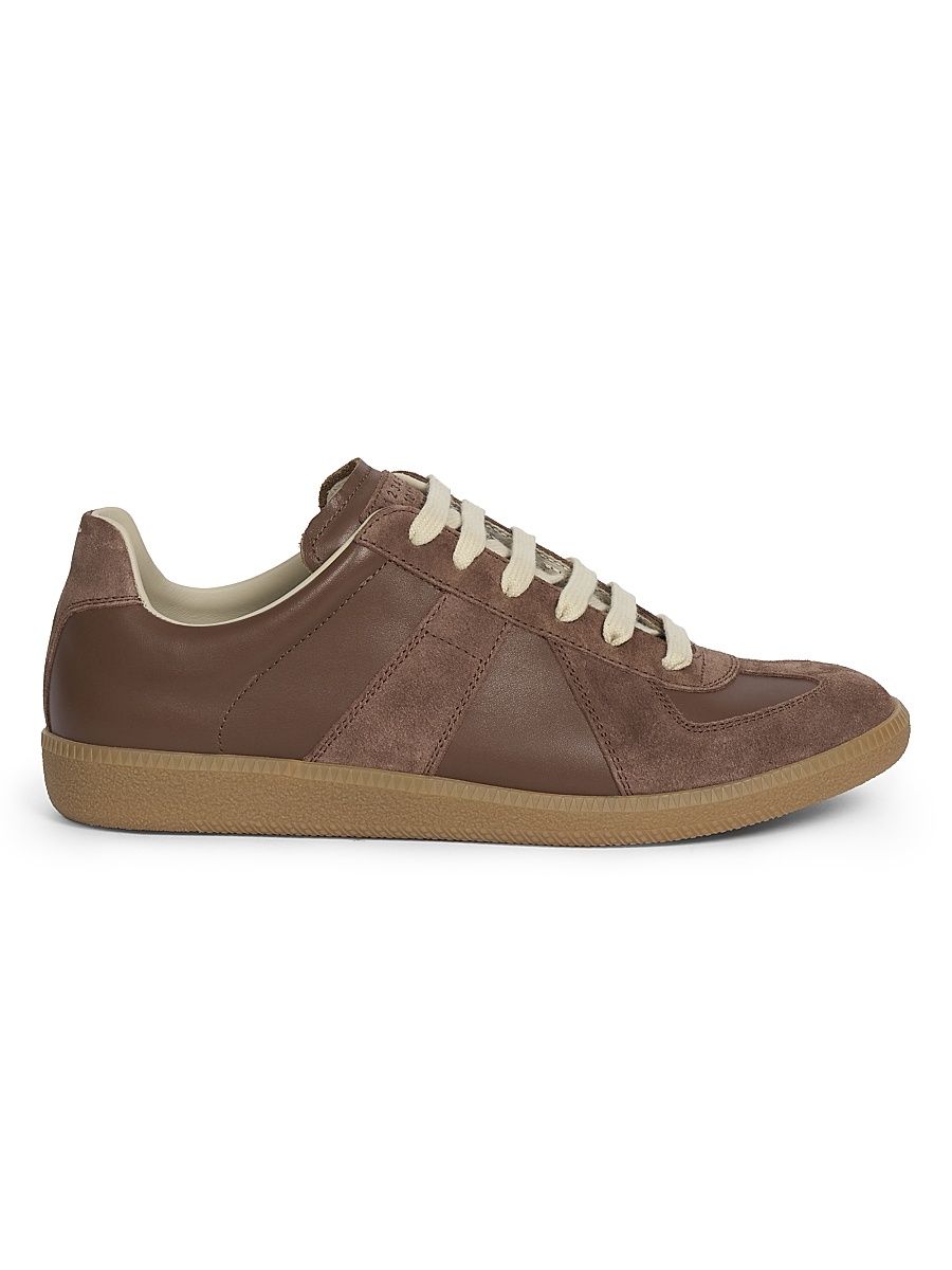 Men's Replica Leather & Suede Sneakers - Warm Coffee - Size 14