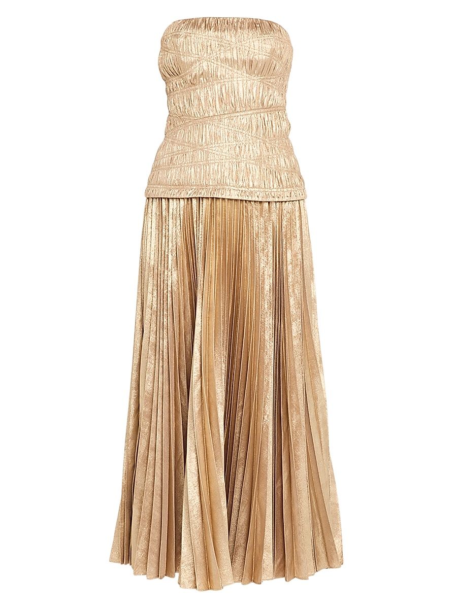 Women's Rockland Metallic Strapless Midi-Dress - Gold - Size 8