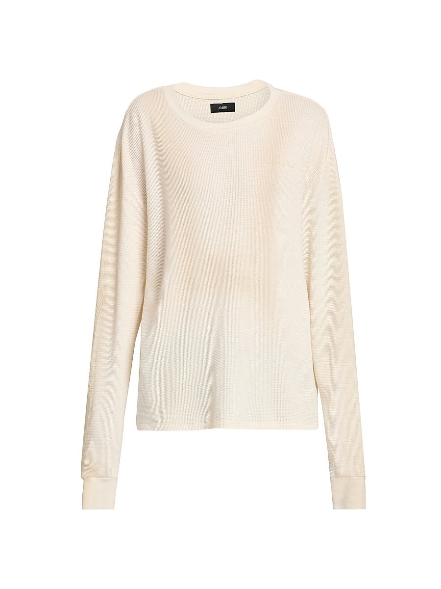 Men's Bones Cotton Waffle-Knit Shirt - Ivory - Size Small