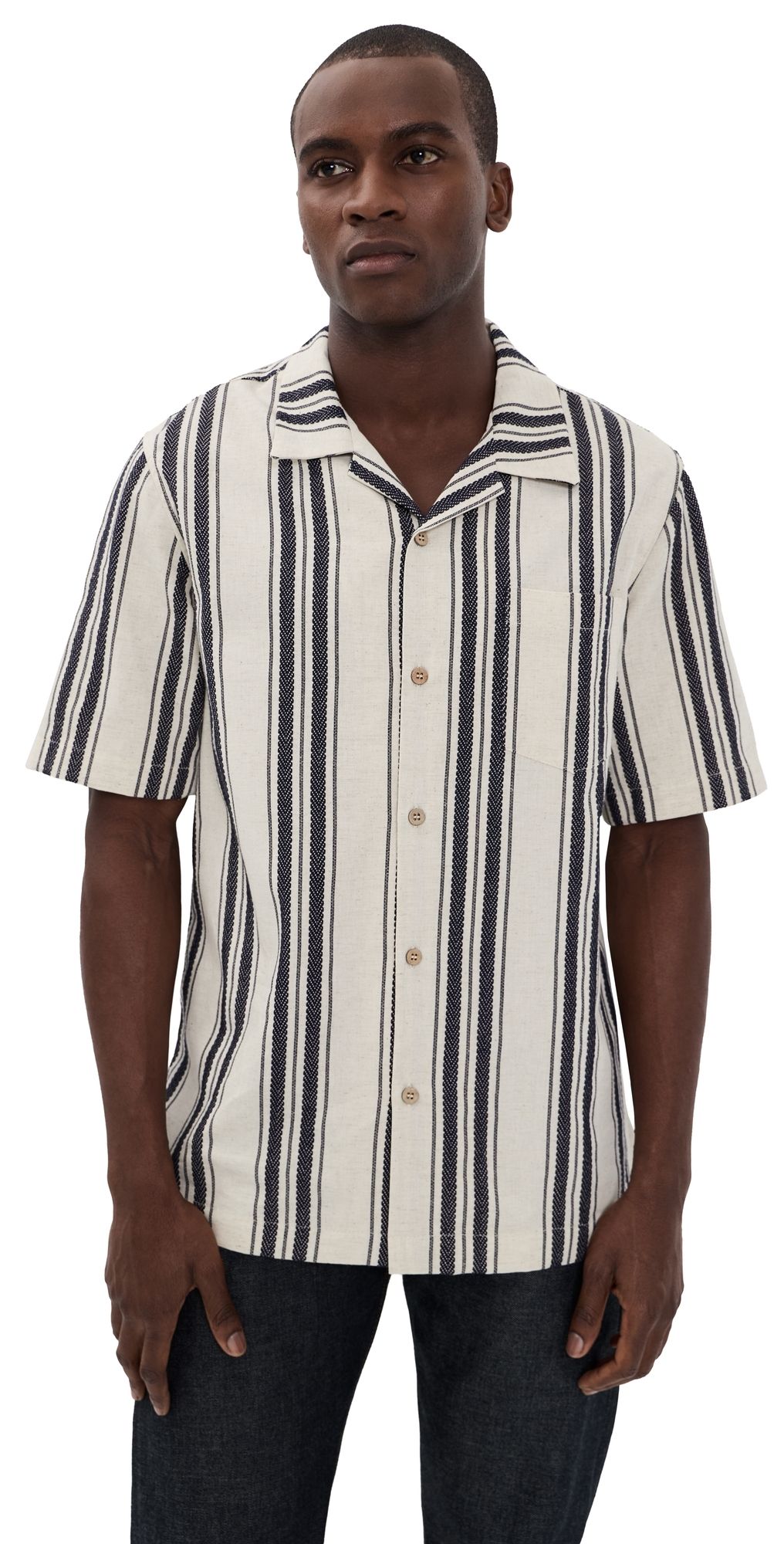 Naked & Famous Denim Aloha Dobby Bands Shirt Natural L