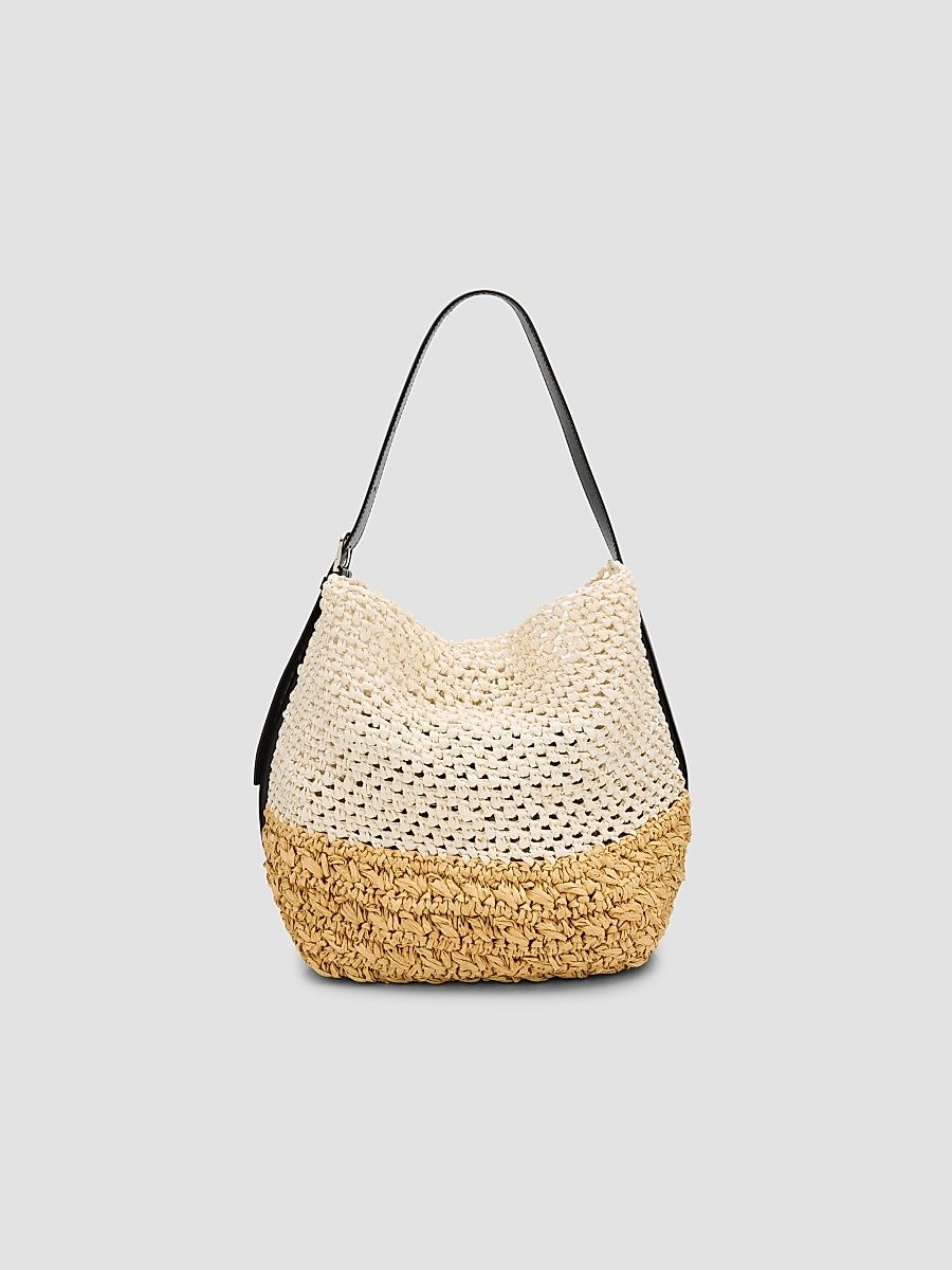 Women's Medium Belted Paper Tote - Vanilla