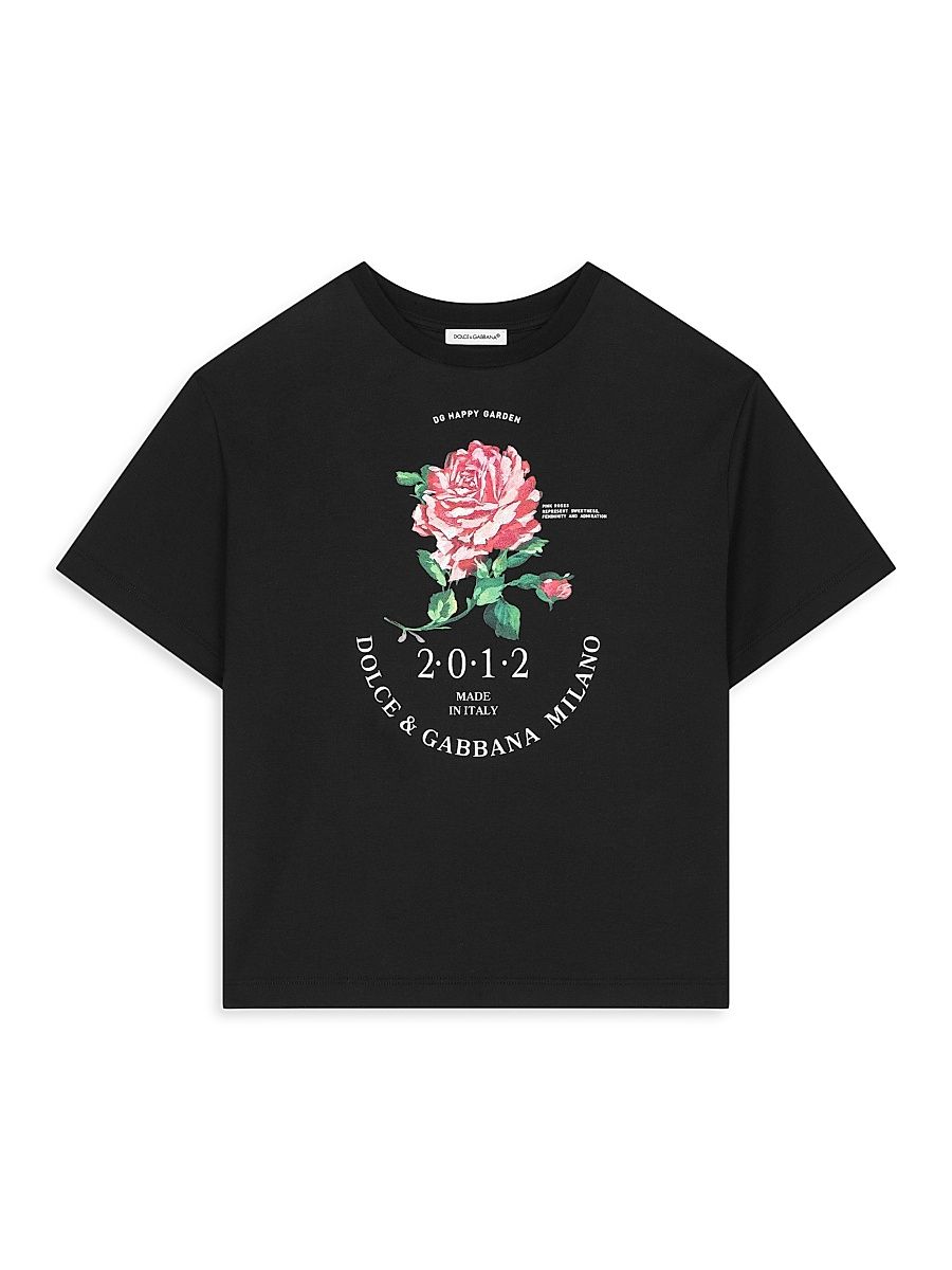 Little Girl's & Girl's Rose Graphic T-Shirt - Black - Size 6