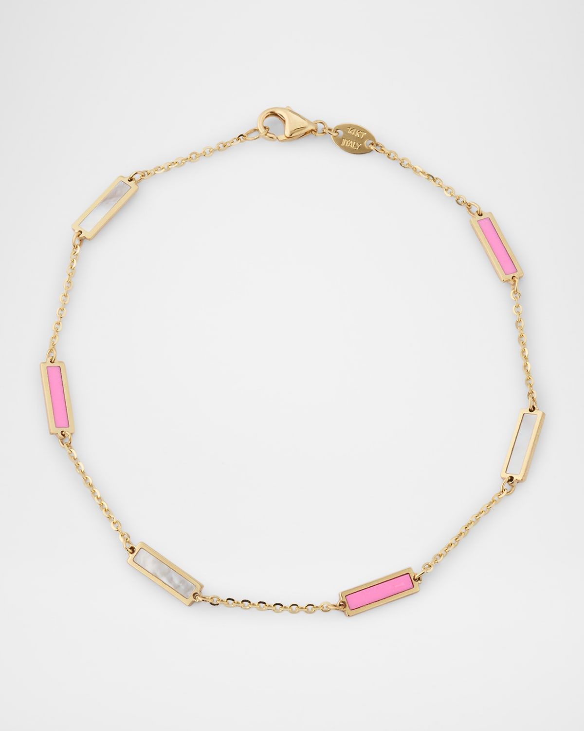 14K Yellow Gold Inlay Station Bracelet